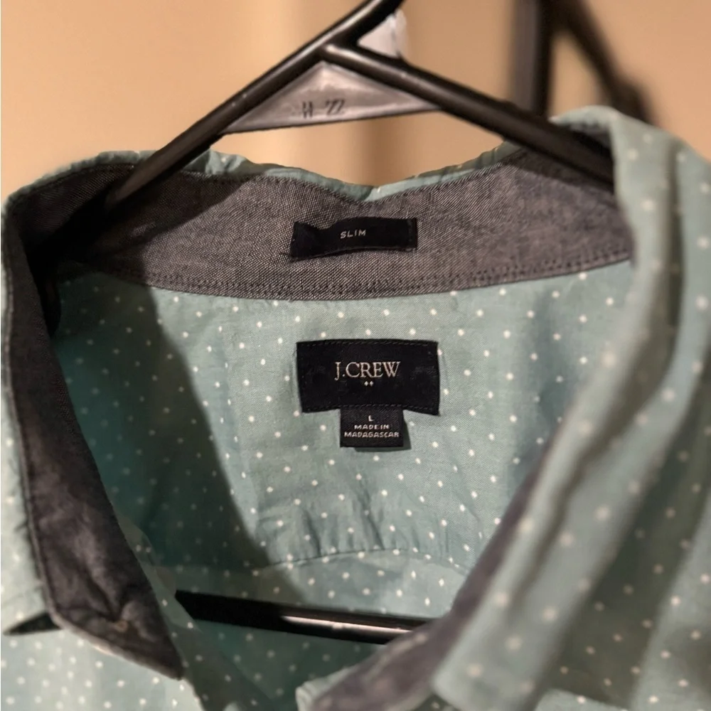 J. Crew Light Blue-Green Polka Dot Men's Shirt